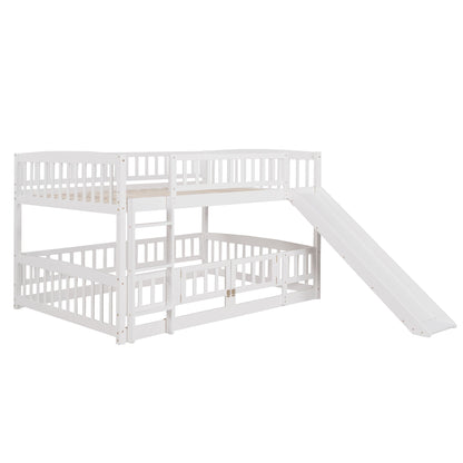 Low Bunk Bed With Slide, Fence And Ladder - The Sleep Loft - Online Mattress Showroom NYC