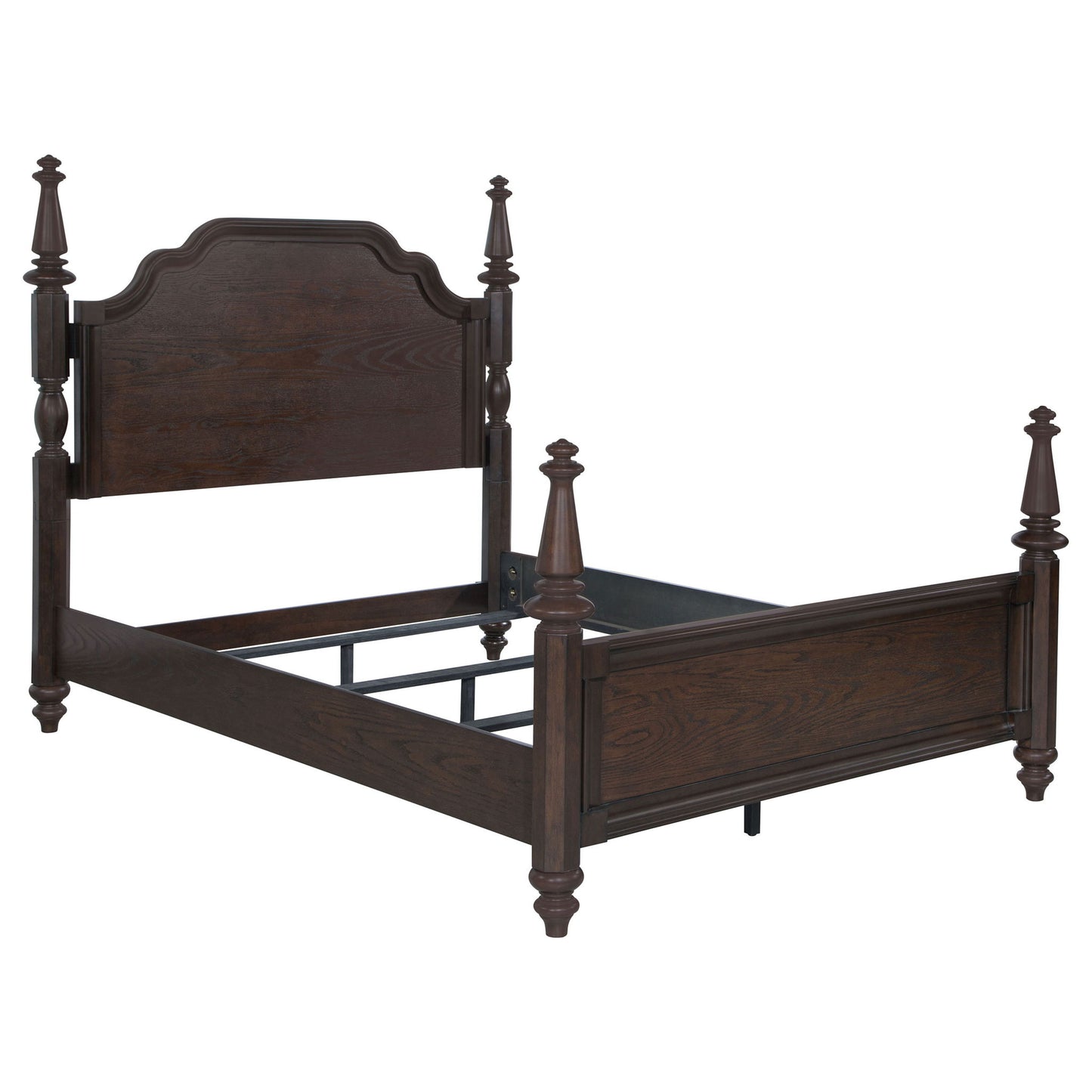 Berwick - 4 Poster Queen Bed With Serpentine Headboard - Dark Oak - The Sleep Loft - Online Mattress Showroom NYC
