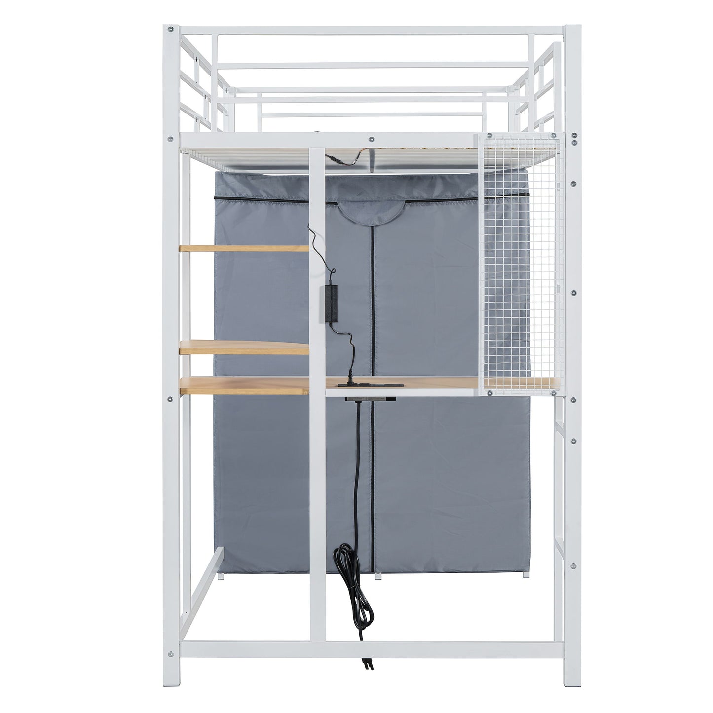 Loft Bed With Desk, Shelves, Power Outlet, LED Light And Wardrobe - The Sleep Loft - Online Mattress Showroom NYC