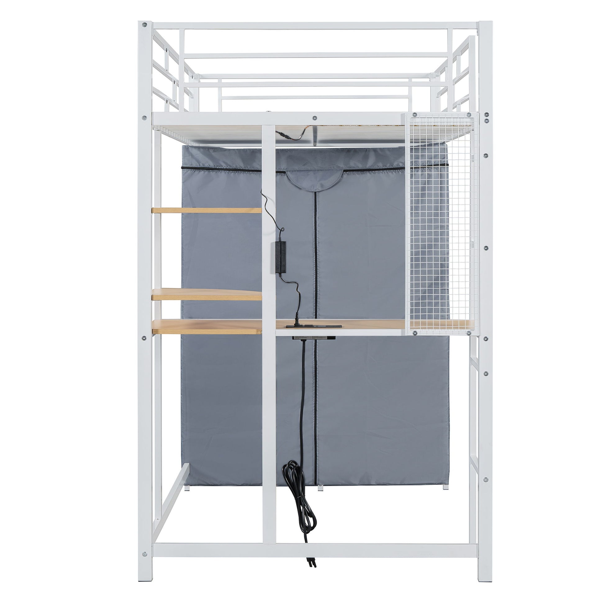 Loft Bed With Desk, Shelves, Power Outlet, LED Light And Wardrobe - The Sleep Loft - Online Mattress Showroom NYC