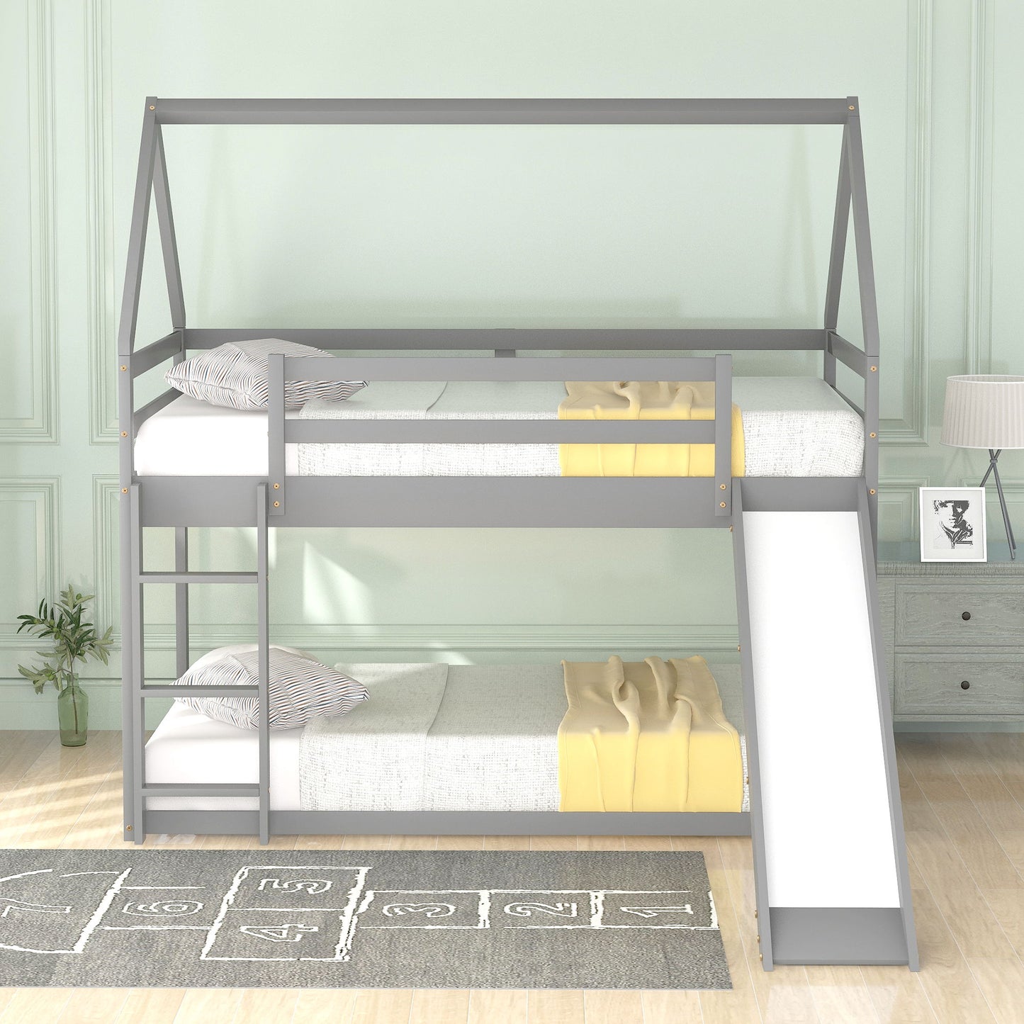 House Shape Bunk Bed With Slide And Ladder - The Sleep Loft - Online Mattress Showroom NYC