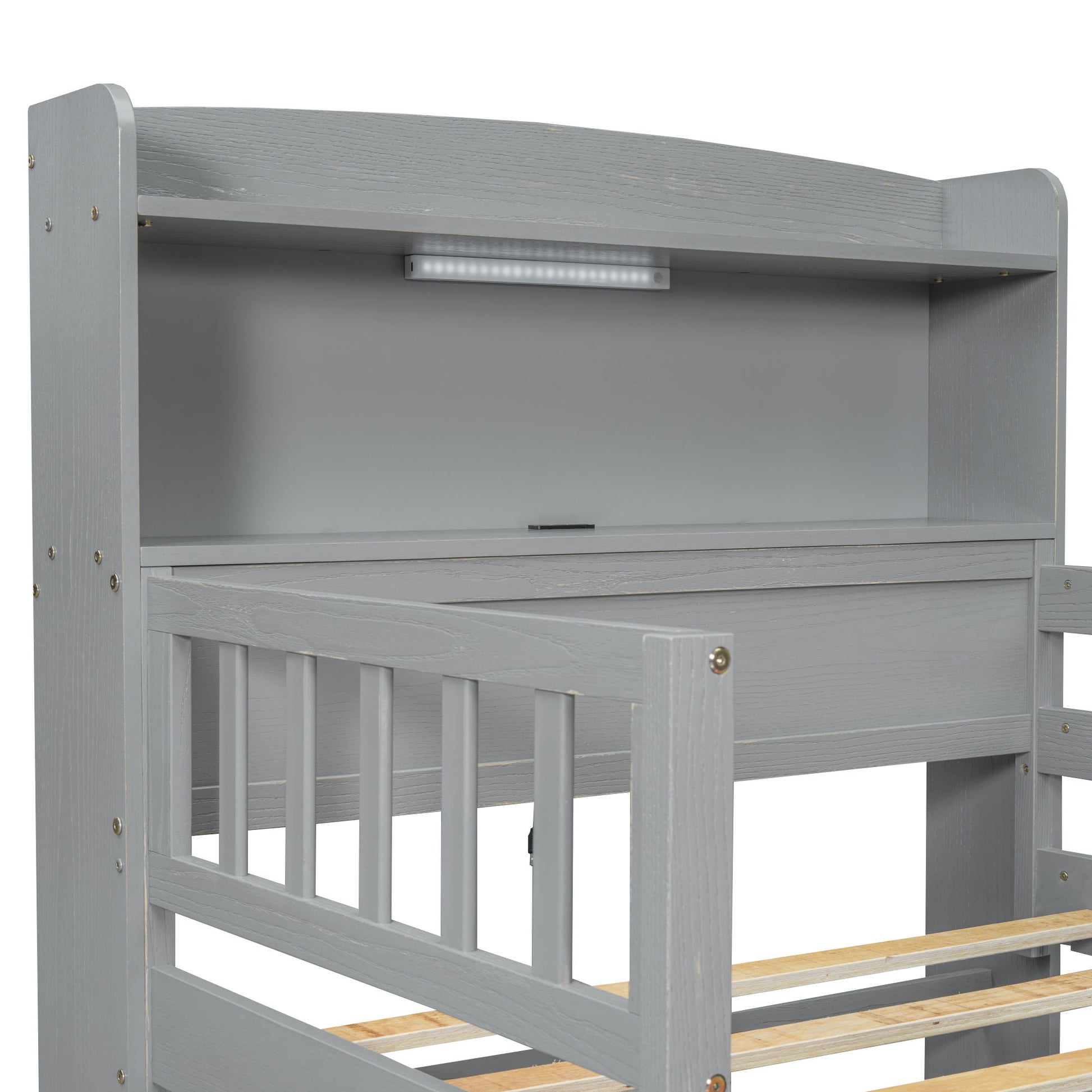 Platform Bed With LED Light, Multi Functional Headboard, Guardrail And 2 Drawers - The Sleep Loft - Online Mattress Showroom NYC