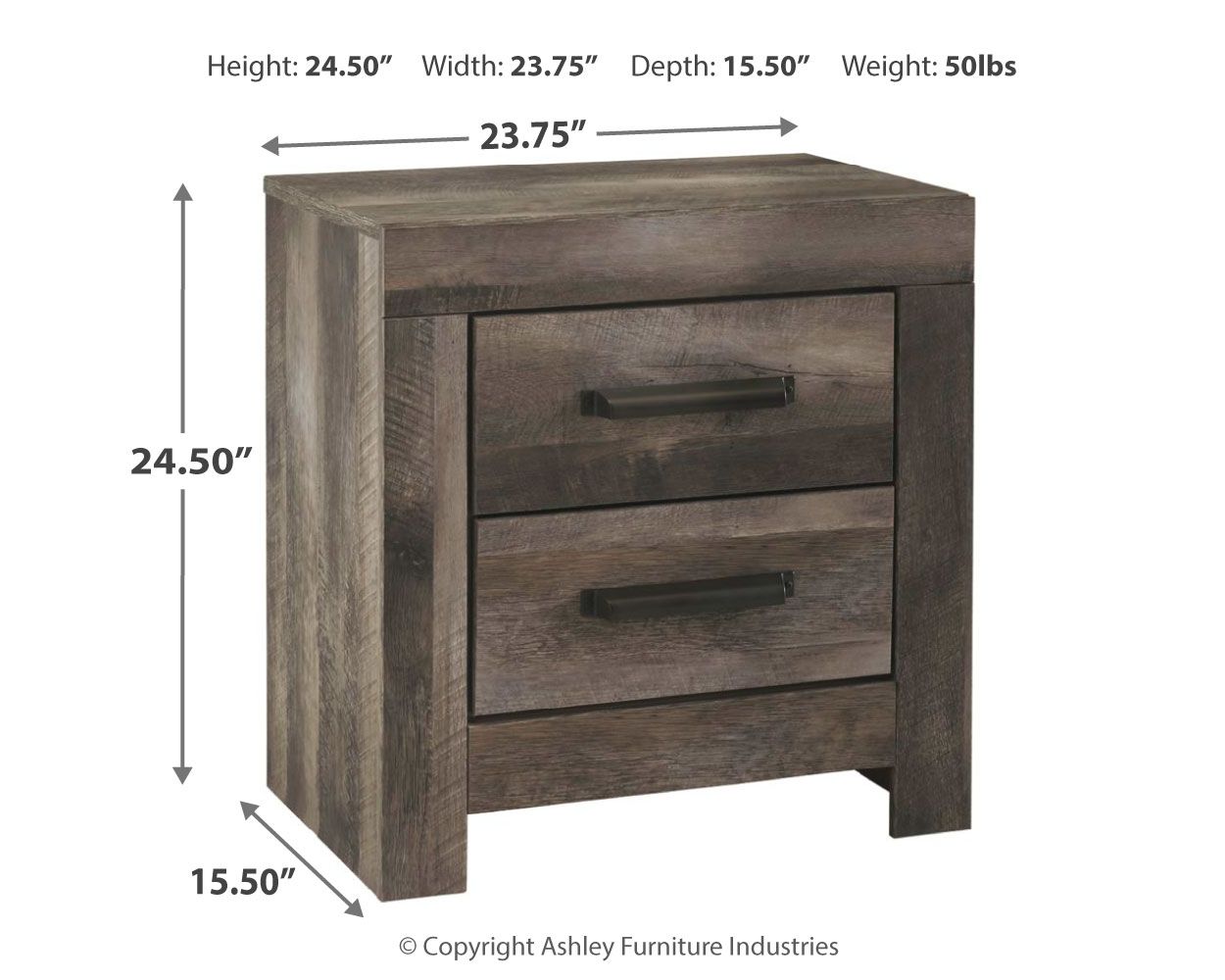 Wynnlow - Two Drawer Night Stand - Gray - The Sleep Loft - Online Mattress Showroom NYC