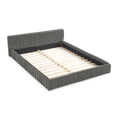 Modern Upholstered Platform Bed Frame With Pleated Design - The Sleep Loft - Online Mattress Showroom NYC
