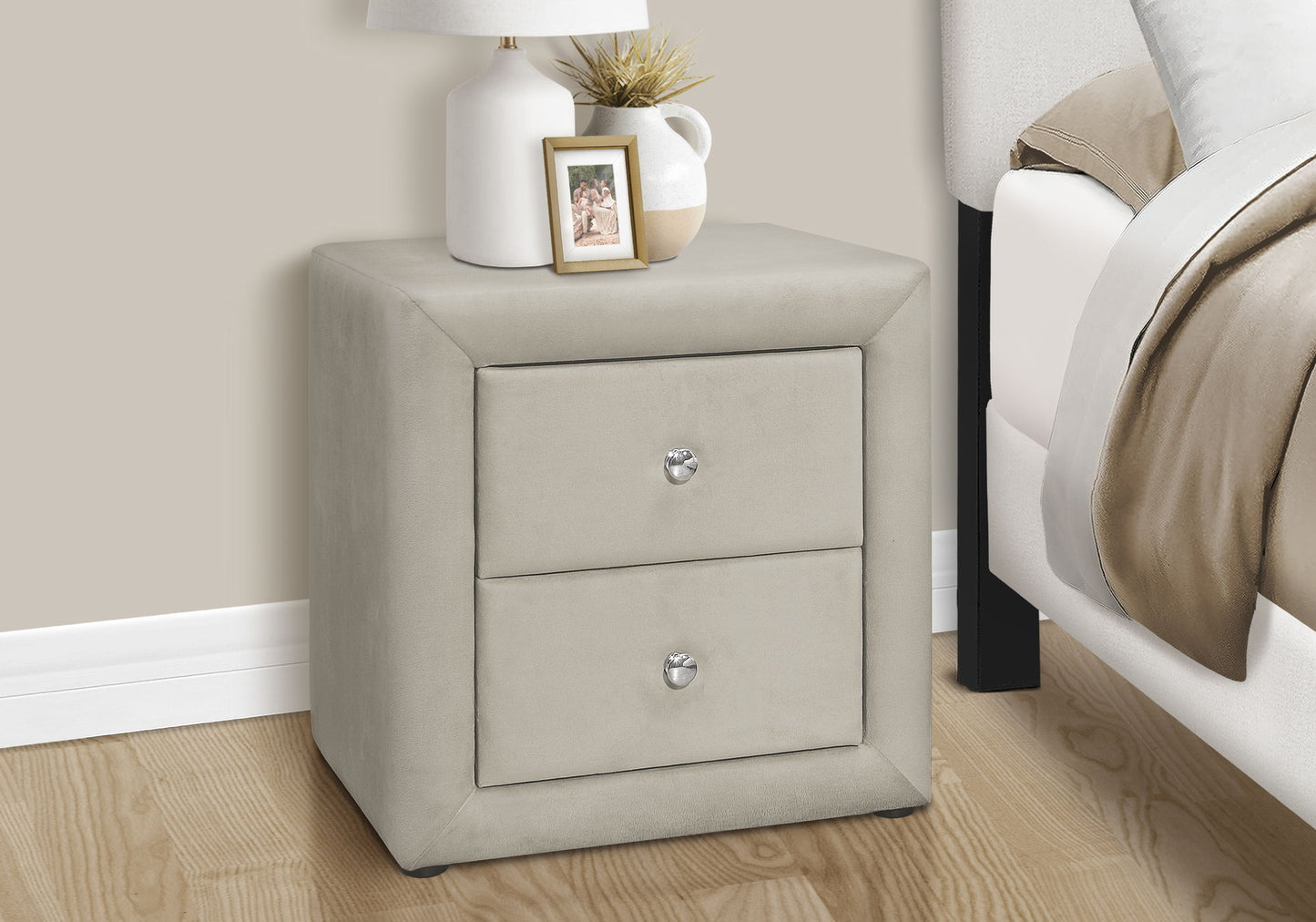 Nightstand, Storage Drawer Versatile Use, Upholstered, Transitional - The Sleep Loft - Online Mattress Showroom NYC