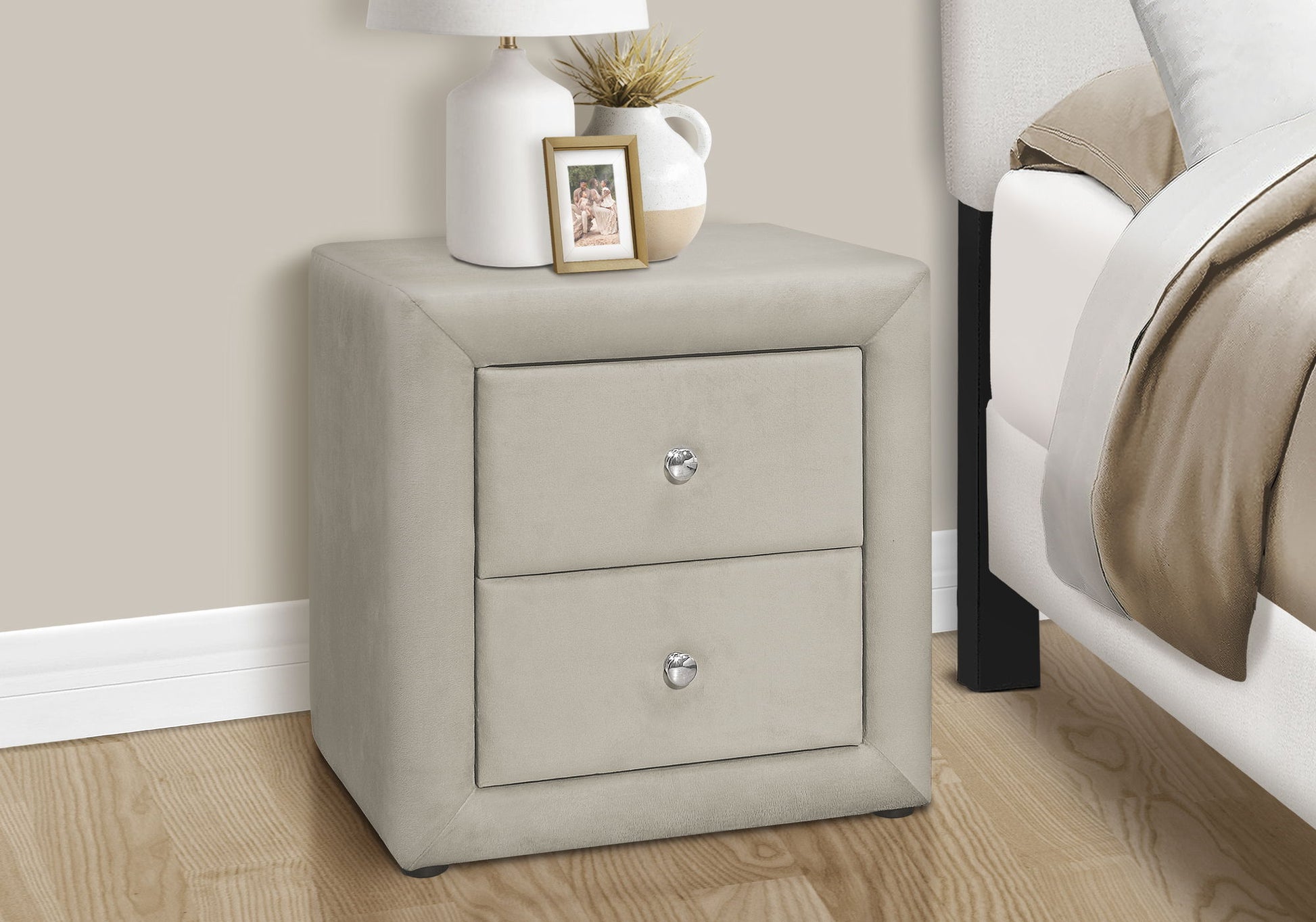Nightstand, Storage Drawer Versatile Use, Upholstered, Transitional - The Sleep Loft - Online Mattress Showroom NYC