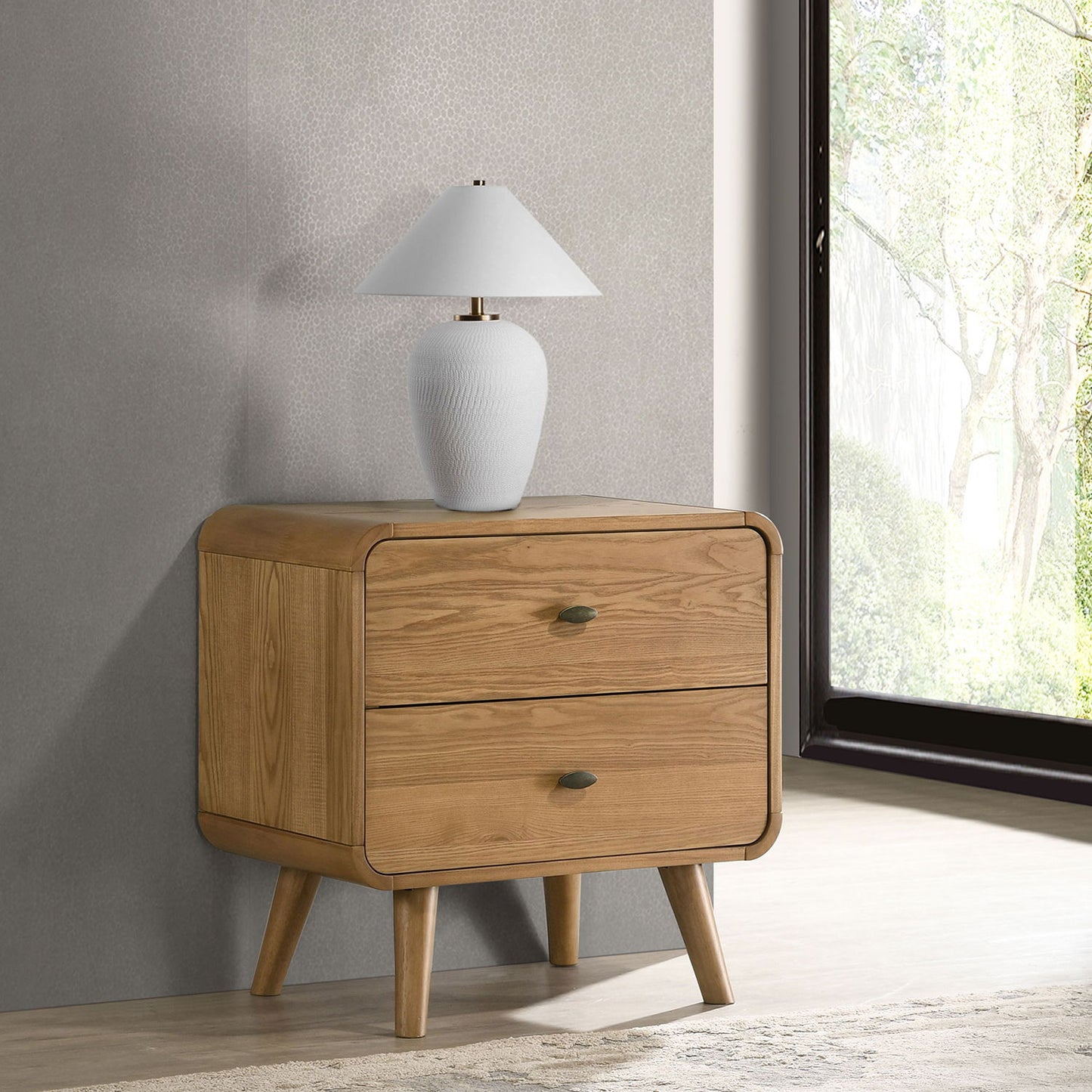 Winston - 2 Drawer Nightstand - Ash Brown - The Sleep Loft - Online Mattress Showroom NYC