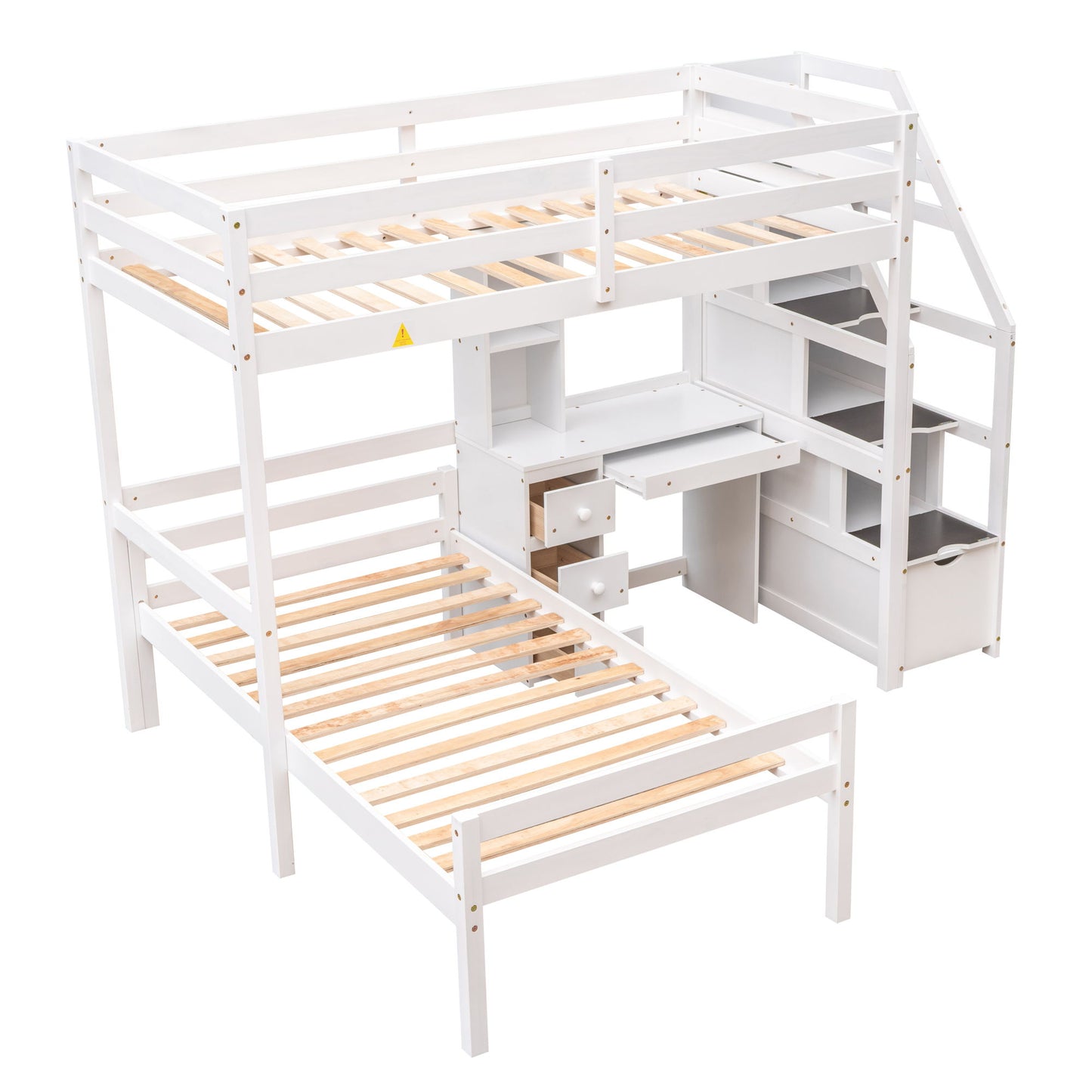 Loft Bed With Stand Alone Bed, Storage Staircase, Desk, Shelves, And Drawers - The Sleep Loft - Online Mattress Showroom NYC