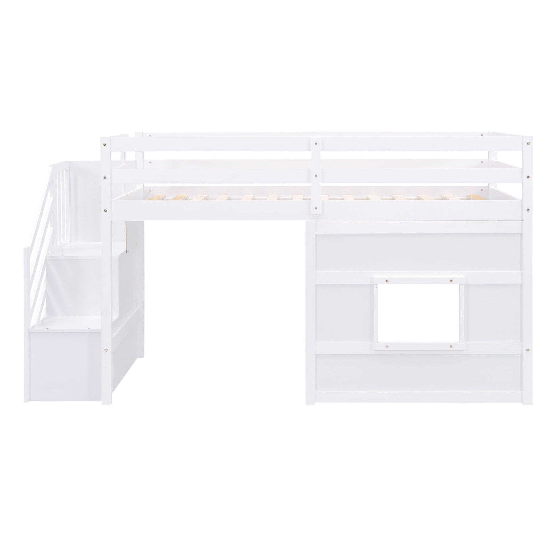 Loft Bed With Storage Staircase, Window & LED Light - The Sleep Loft - Online Mattress Showroom NYC