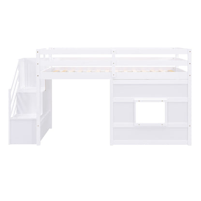 Loft Bed With Storage Staircase, Window & LED Light - The Sleep Loft - Online Mattress Showroom NYC
