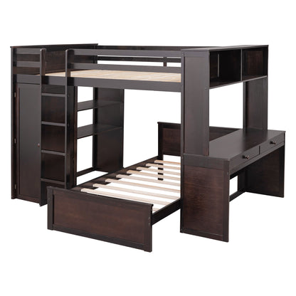 Loft Bed With A Twin Size Standalone Bed, Shelves, Desk, And Wardrobe - The Sleep Loft - Online Mattress Showroom NYC
