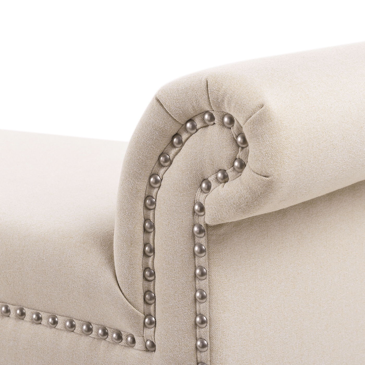 Kathy - Roll Arm Entryway Accent Bench - Sky Neutral Beige - The Sleep Loft - Online Mattress Showroom NYC