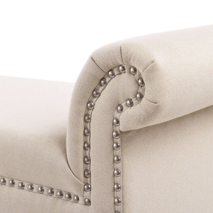 Kathy - Roll Arm Entryway Accent Bench - Sky Neutral Beige - The Sleep Loft - Online Mattress Showroom NYC