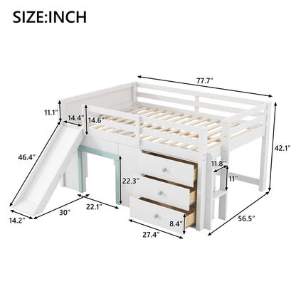 Modern Low Loft Bed With Slide, 3 Storage Drawers, And 2 Doors - The Sleep Loft - Online Mattress Showroom NYC