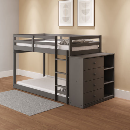 Gaston - Bunk Bed Twin Over Twin With 4 Drawers & 3 Compartments - Gray - The Sleep Loft - Online Mattress Showroom NYC