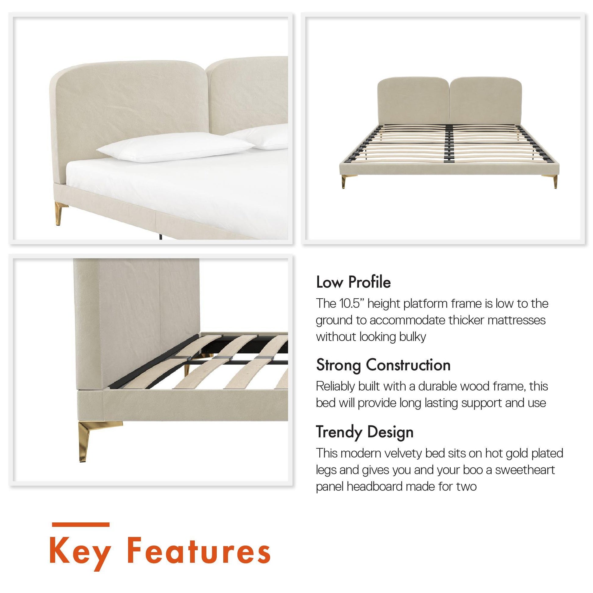 Coco - King Size Upholstered Bed - Ivory - The Sleep Loft - Online Mattress Showroom NYC