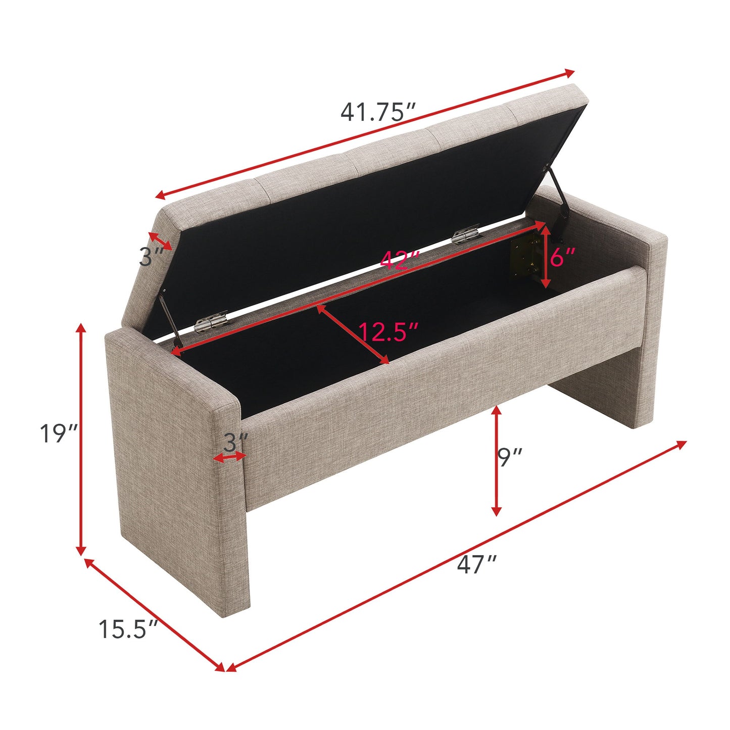 Modern Upholstered Large Bed End Bench With Storage - The Sleep Loft - Online Mattress Showroom NYC