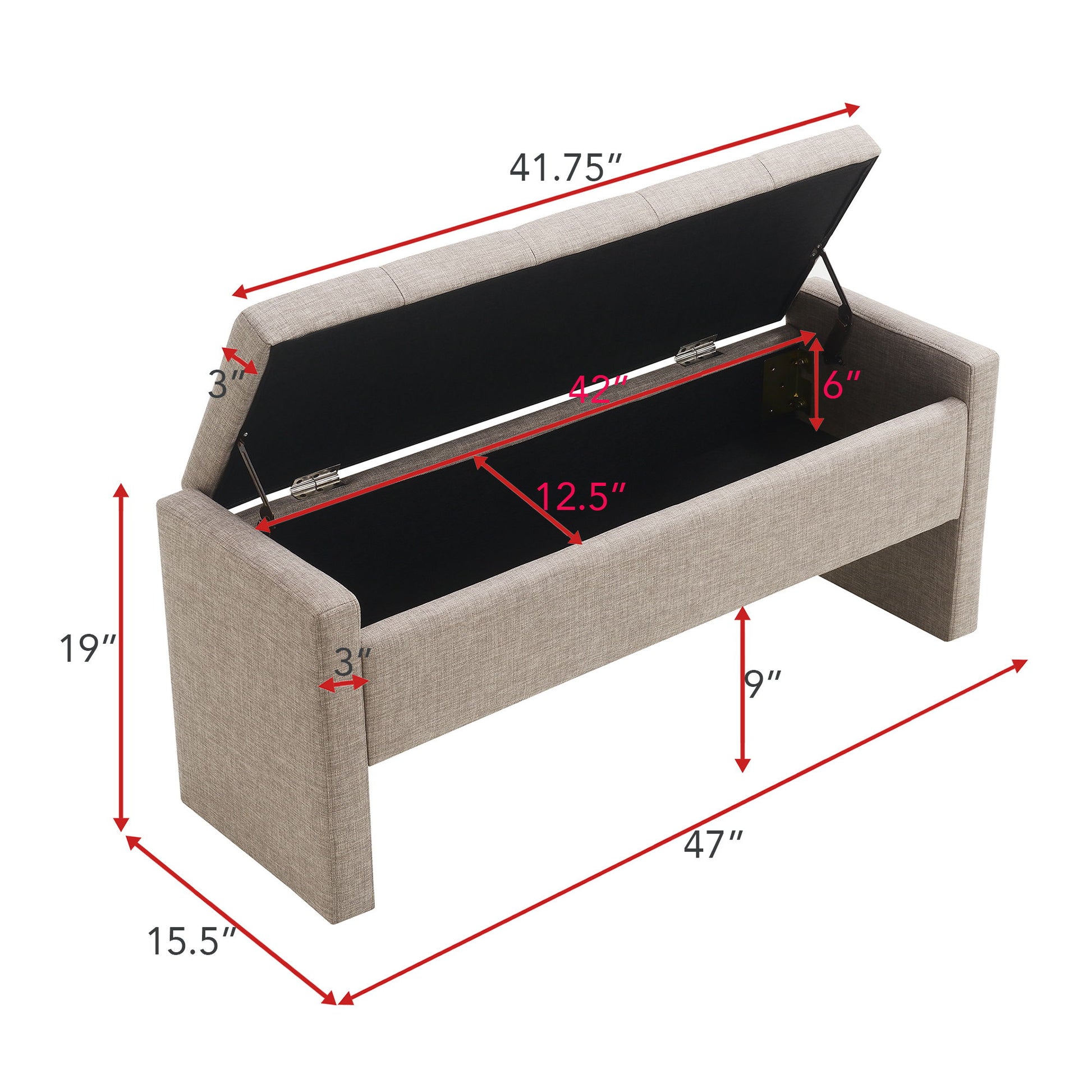 Modern Upholstered Large Bed End Bench With Storage - The Sleep Loft - Online Mattress Showroom NYC
