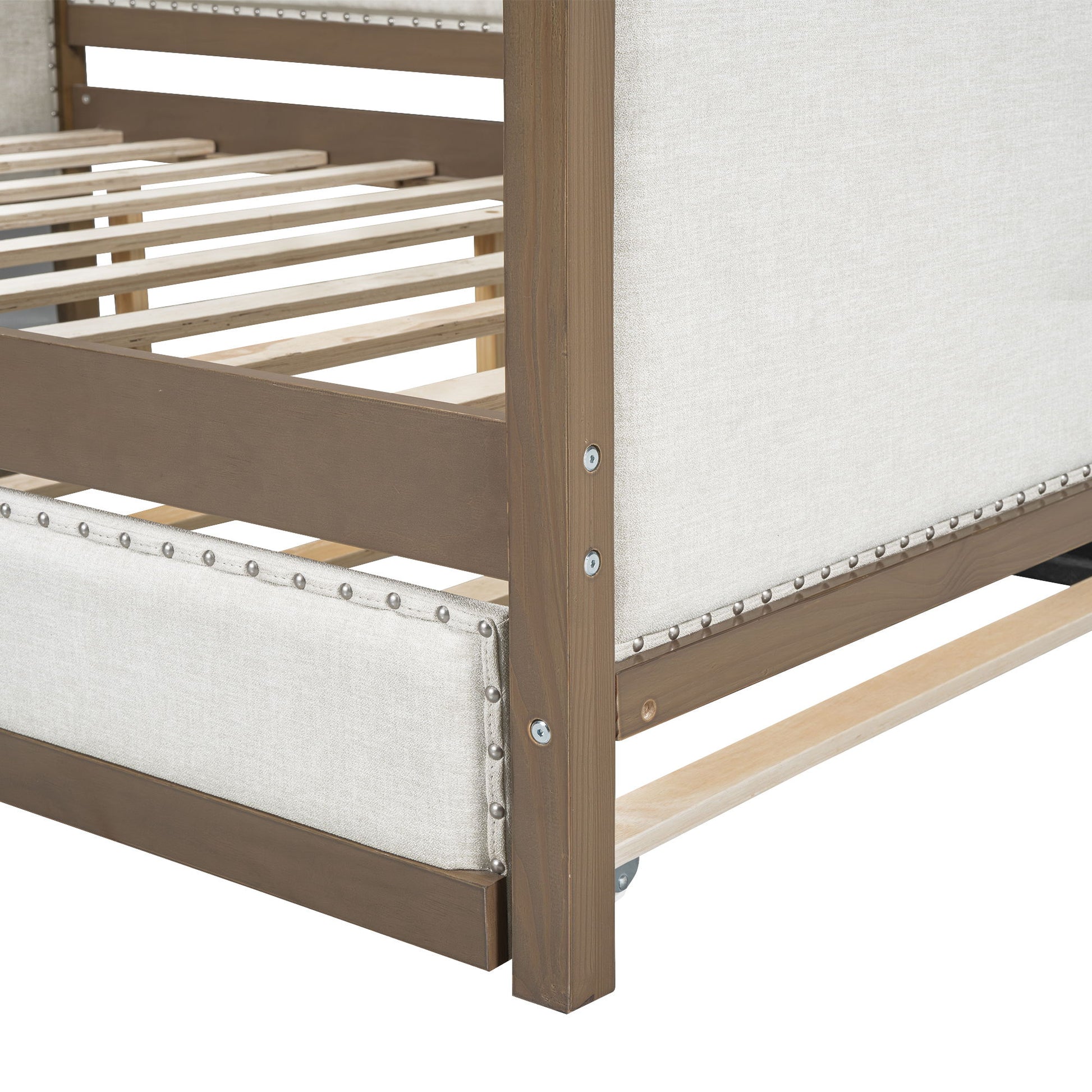 Full Size Daybed With Trundle And Nailhead Decoration - Wood - The Sleep Loft - Online Mattress Showroom NYC