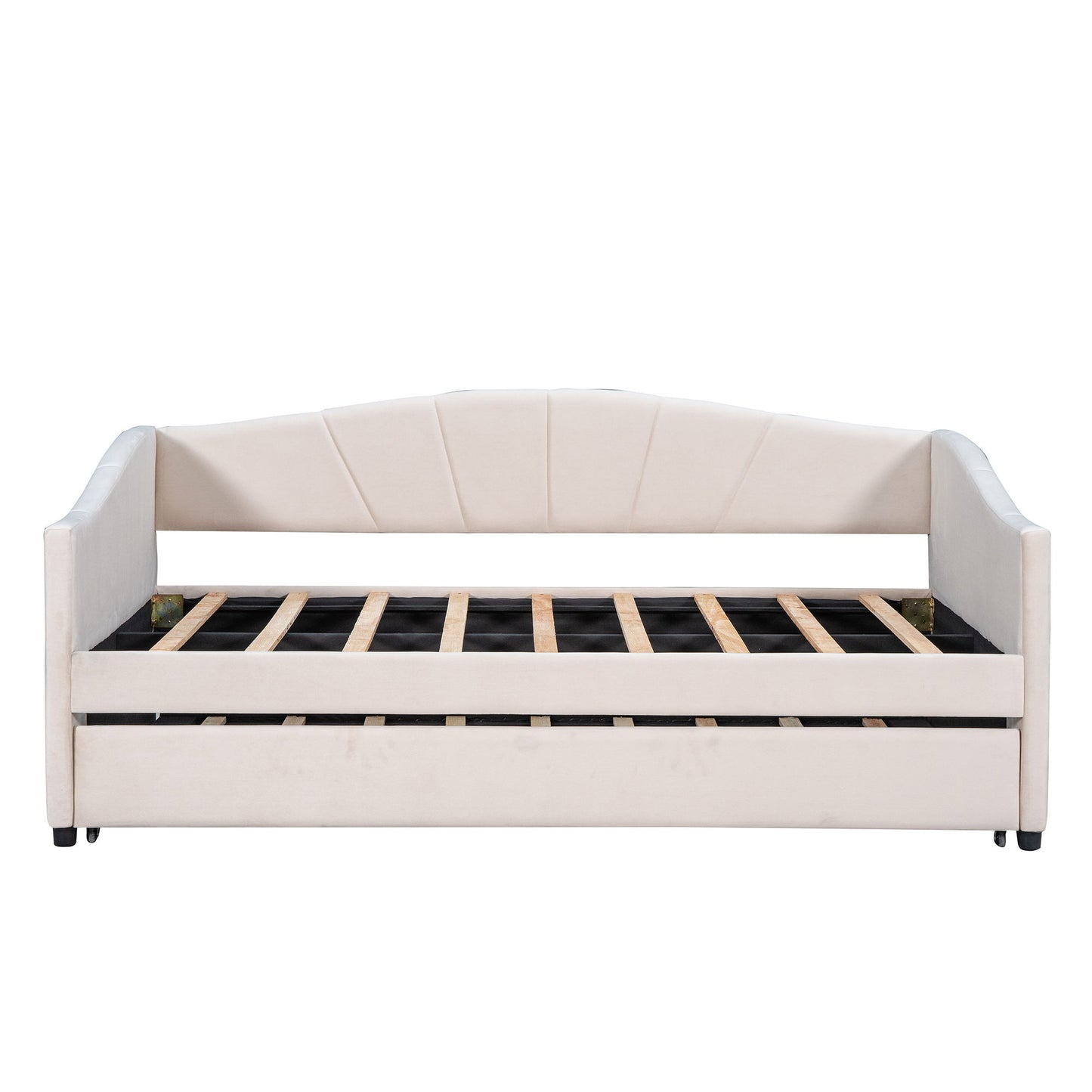 Upholstered Daybed Sofa Bed With Trundle Bed And Wood Slat - The Sleep Loft - Online Mattress Showroom NYC