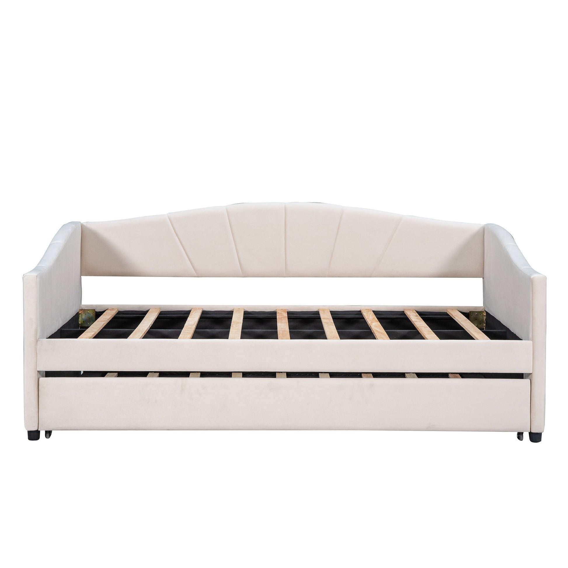 Upholstered Daybed Sofa Bed With Trundle Bed And Wood Slat - The Sleep Loft - Online Mattress Showroom NYC