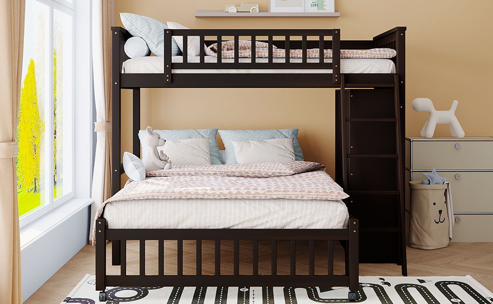 Bunk Bed With 6 Drawers And Flexible Shelves, Bottom Bed With Wheels - The Sleep Loft - Online Mattress Showroom NYC