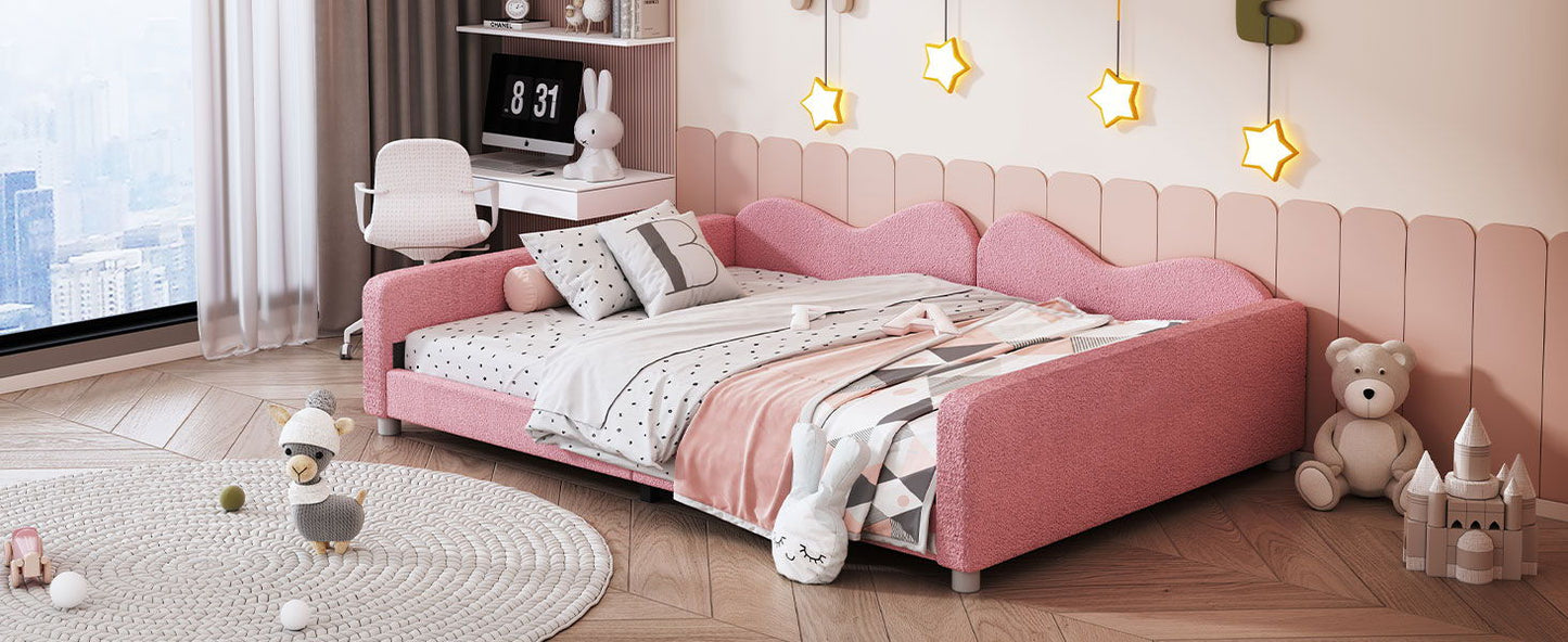 Upholstered Daybed, Sherpa Fabric Sofabed With Cloud-Shaped Backrest - The Sleep Loft - Online Mattress Showroom NYC