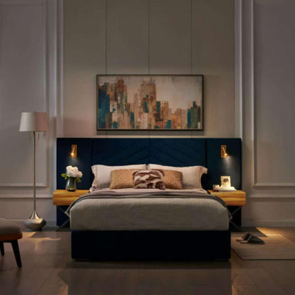 Upholstered Bed Frame With Vertical Channel Tufted Wingback Headboard - The Sleep Loft - Online Mattress Showroom NYC