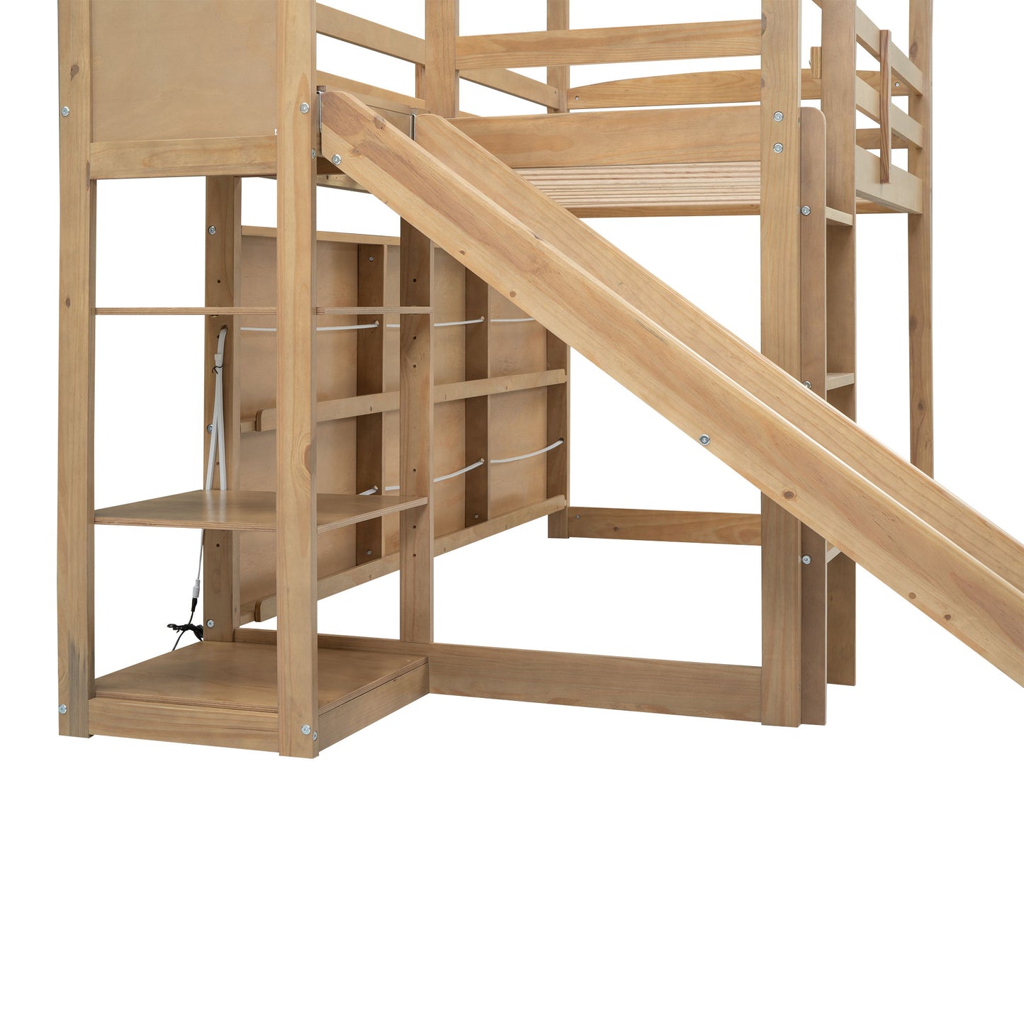 House Loft Bed With Slide, Storage Shelves And Light, Climbing Ramp - The Sleep Loft - Online Mattress Showroom NYC