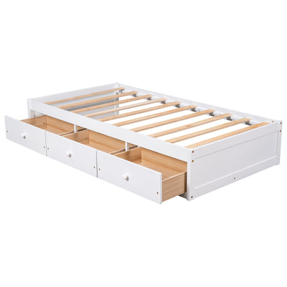 Twin Size Platform Storage Bed With 3 Drawers - White - The Sleep Loft - Online Mattress Showroom NYC