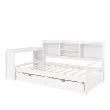 Corner Daybed With Storage Drawers, Desk, Charging Port & Bookcase - The Sleep Loft - Online Mattress Showroom NYC