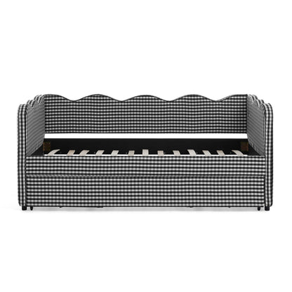Gingham Daybed With USB Charging Port, Wave Shaped Design - The Sleep Loft - Online Mattress Showroom NYC