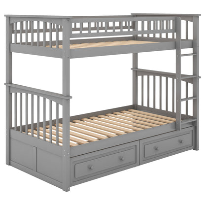 Twin Over Twin Bunk Bed With Drawers, Convertible Beds - The Sleep Loft - Online Mattress Showroom NYC