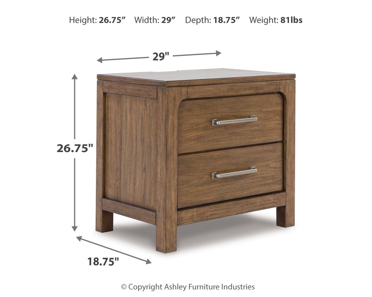 Cabalynn - Two Drawer Night Stand - Light Brown - The Sleep Loft - Online Mattress Showroom NYC