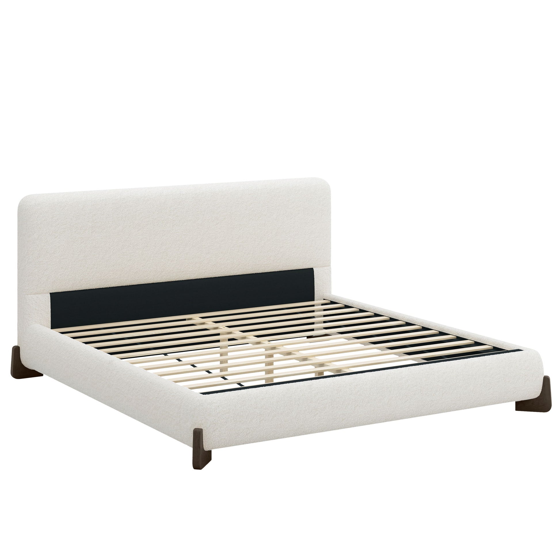 Elegant Boucle Upholstered Bed With Solid Wood Legs - The Sleep Loft - Online Mattress Showroom NYC