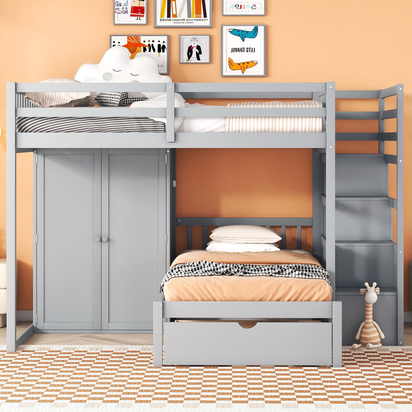 Bunk Bed With Wardrobe, Drawers - The Sleep Loft - Online Mattress Showroom NYC