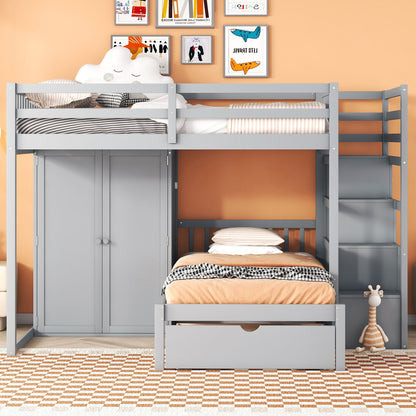 Bunk Bed With Wardrobe, Drawers - The Sleep Loft - Online Mattress Showroom NYC
