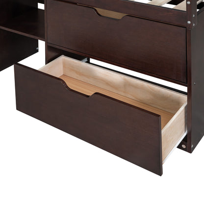 Low Loft Bed With Rolling Desk, Shelf And Drawers - The Sleep Loft - Online Mattress Showroom NYC