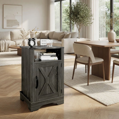Farmhouse Nightstand, Charging Station & Storage