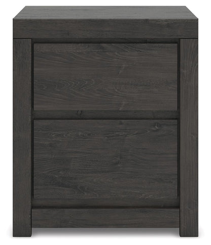 Fraluna - Two Drawer Night Stand - Charcoal
