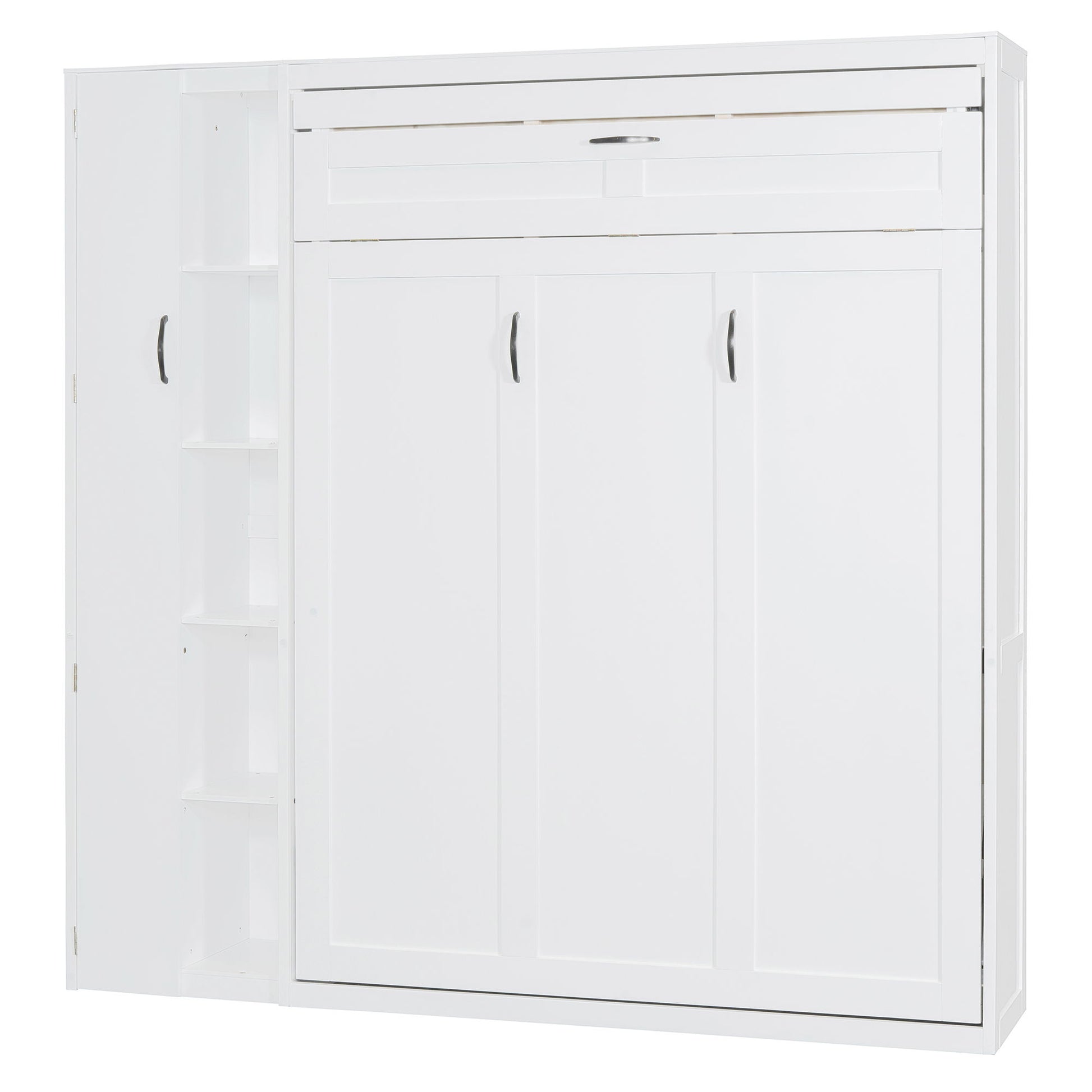 Murphy Wall Bed With Shelves, Wardrobe And LED Lights - The Sleep Loft - Online Mattress Showroom NYC