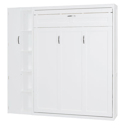 Murphy Wall Bed With Shelves, Wardrobe And LED Lights - The Sleep Loft - Online Mattress Showroom NYC