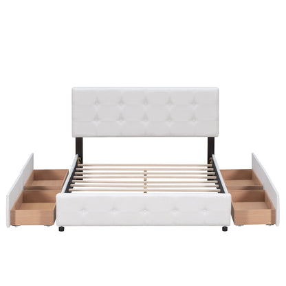 Upholstered Platform Bed With Classic Headboard And Drawers, No Box Spring Needed - The Sleep Loft - Online Mattress Showroom NYC