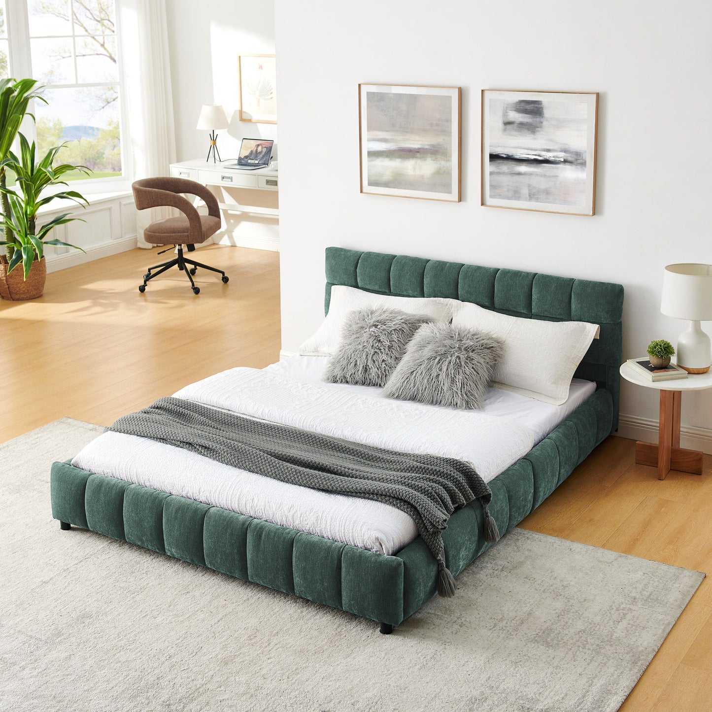Modern Platform Bed Frame With Thick Fabric - The Sleep Loft - Online Mattress Showroom NYC