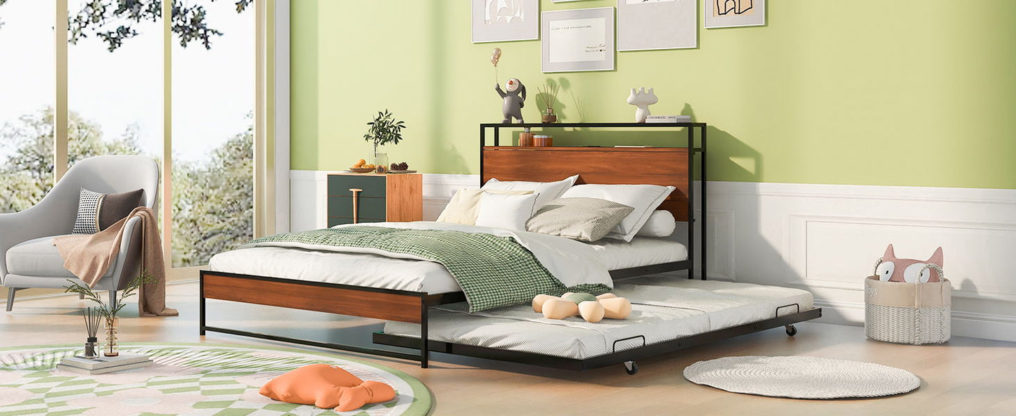 Platform Bed Frame With Trundle, USB Ports And Slat Support, No Box Spring Needed - The Sleep Loft - Online Mattress Showroom NYC