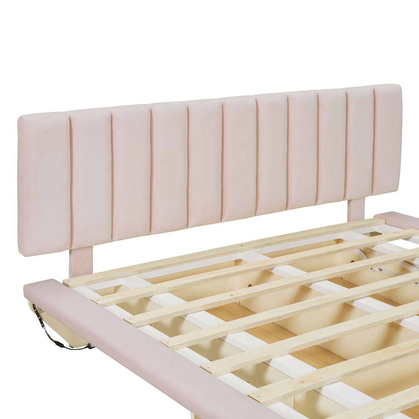 Upholstered Floating Hydrualic Platform Bed With LED Light And USB Port - The Sleep Loft - Online Mattress Showroom NYC