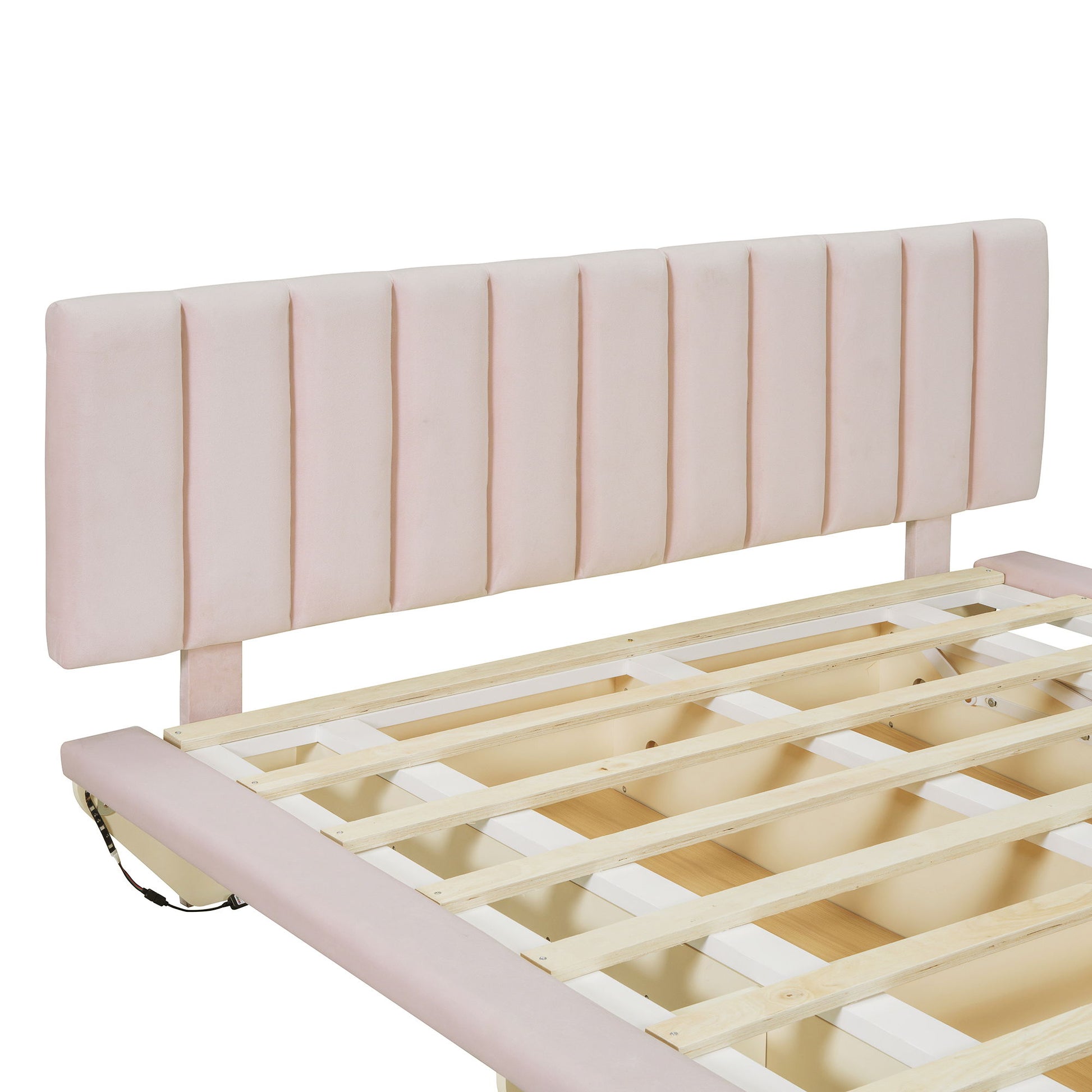 Upholstered Floating Hydrualic Platform Bed With LED Light And USB Port - The Sleep Loft - Online Mattress Showroom NYC