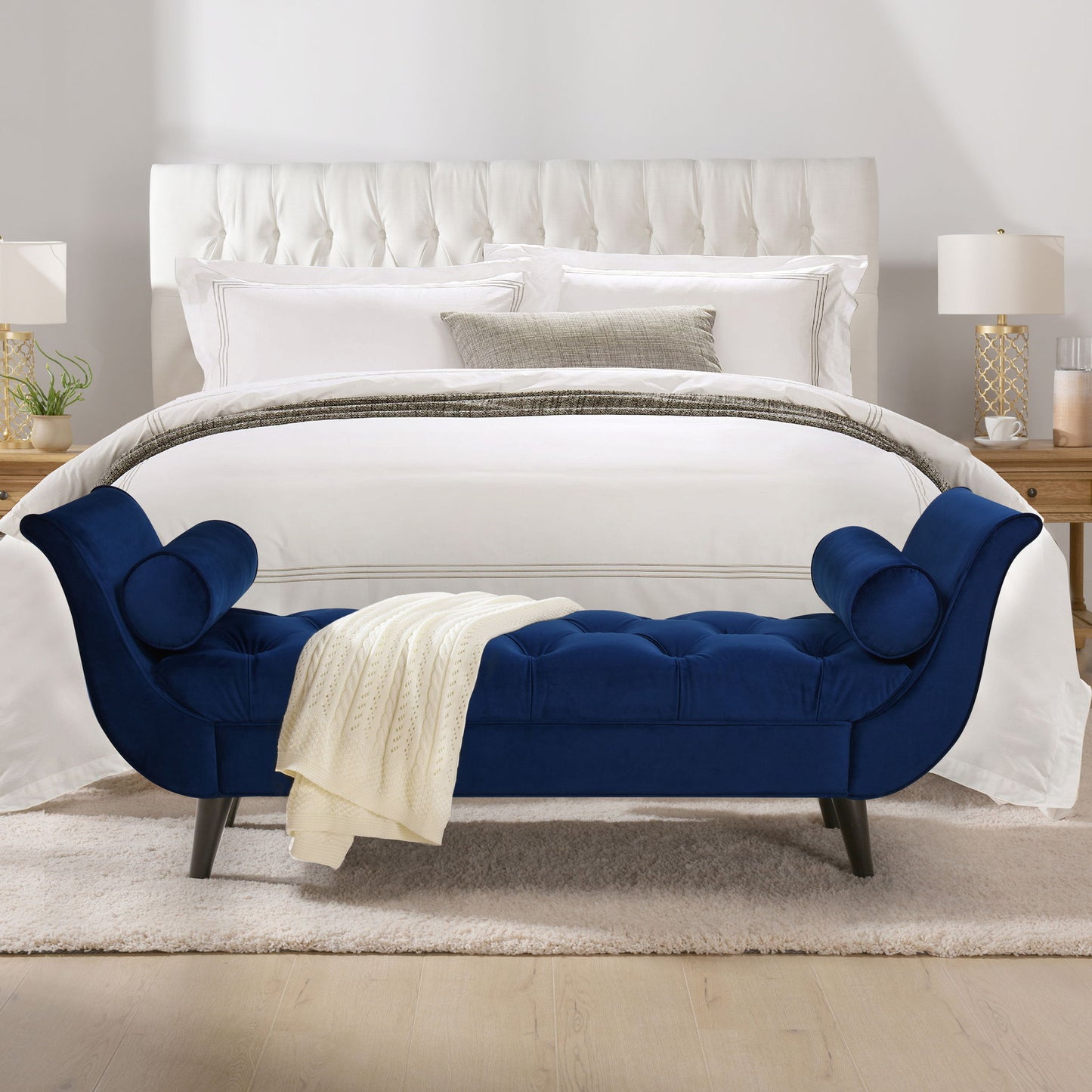 Alma - Tufted Flared Arm Entryway Bench - The Sleep Loft - Online Mattress Showroom NYC