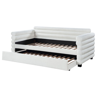 Fandango - Upholstered Twin Day Bed With Trundle - White - The Sleep Loft - Online Mattress Showroom NYC