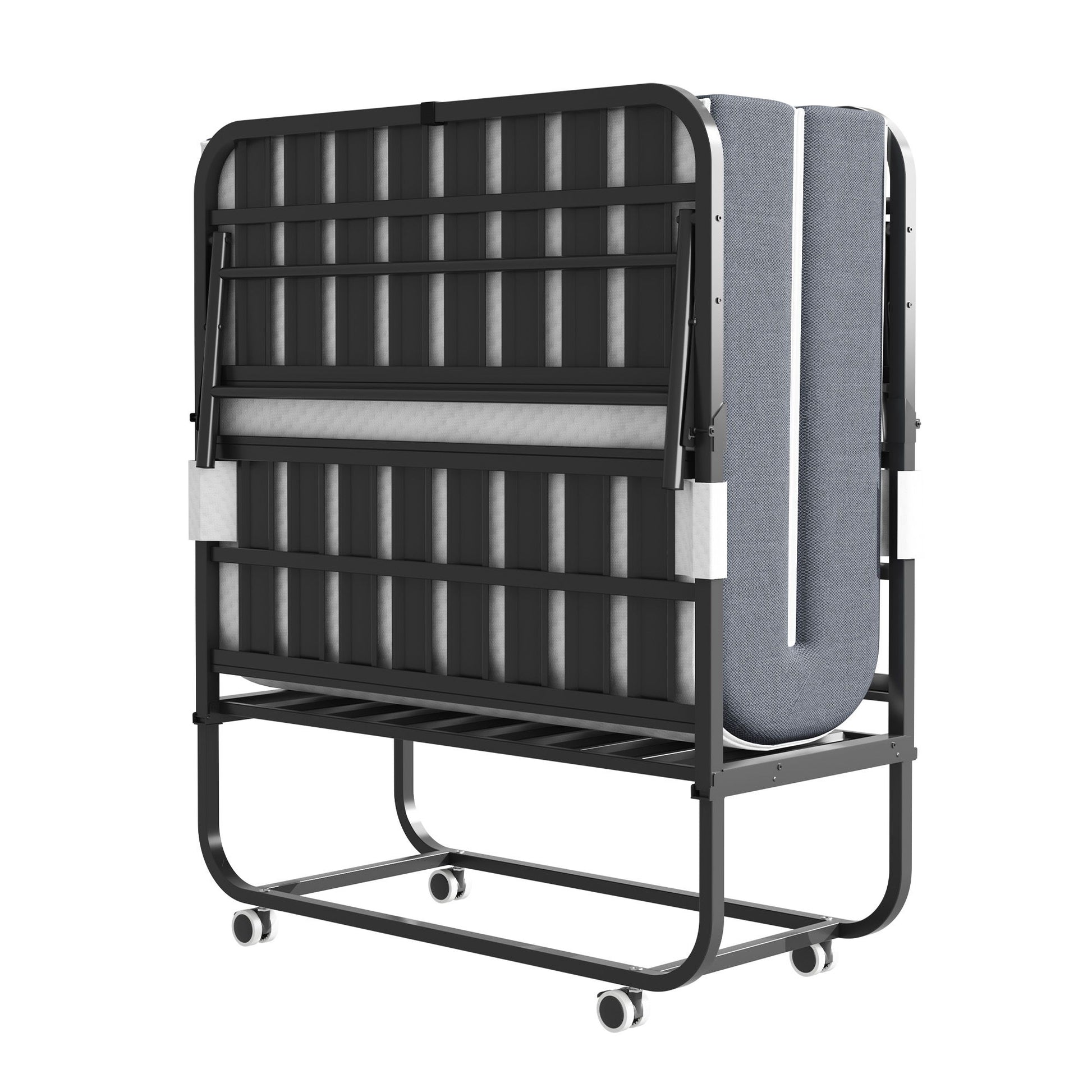 Twin Extra Long Folding Bed For Tall People, Heavy-Duty Rollaway Guest With Memory Foam Mattress - Black - The Sleep Loft - Online Mattress Showroom NYC
